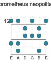 Guitar scale for Eb prometheus neopolitan in position 12